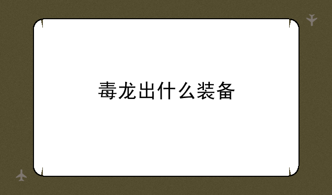 毒龙出什么装备