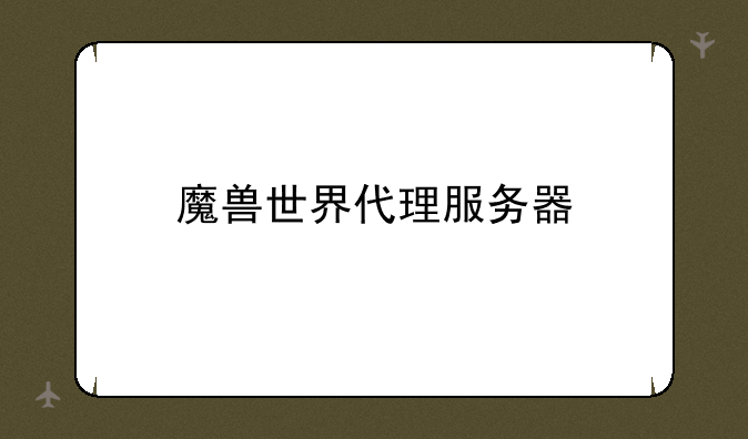 魔兽世界代理服务器
