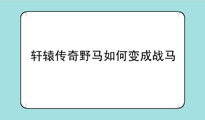 轩辕传奇野马如何变成战马