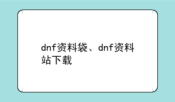 dnf资料袋、dnf资料站下载