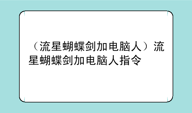 （流星蝴蝶剑加电脑人）流星蝴蝶剑加电脑人指令