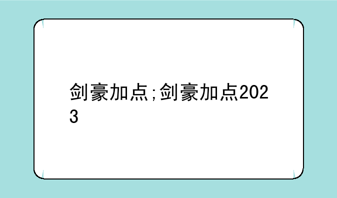 剑豪加点;剑豪加点2023